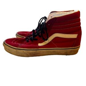 Vans Red High-Top Sneakers with Cream Stripe
